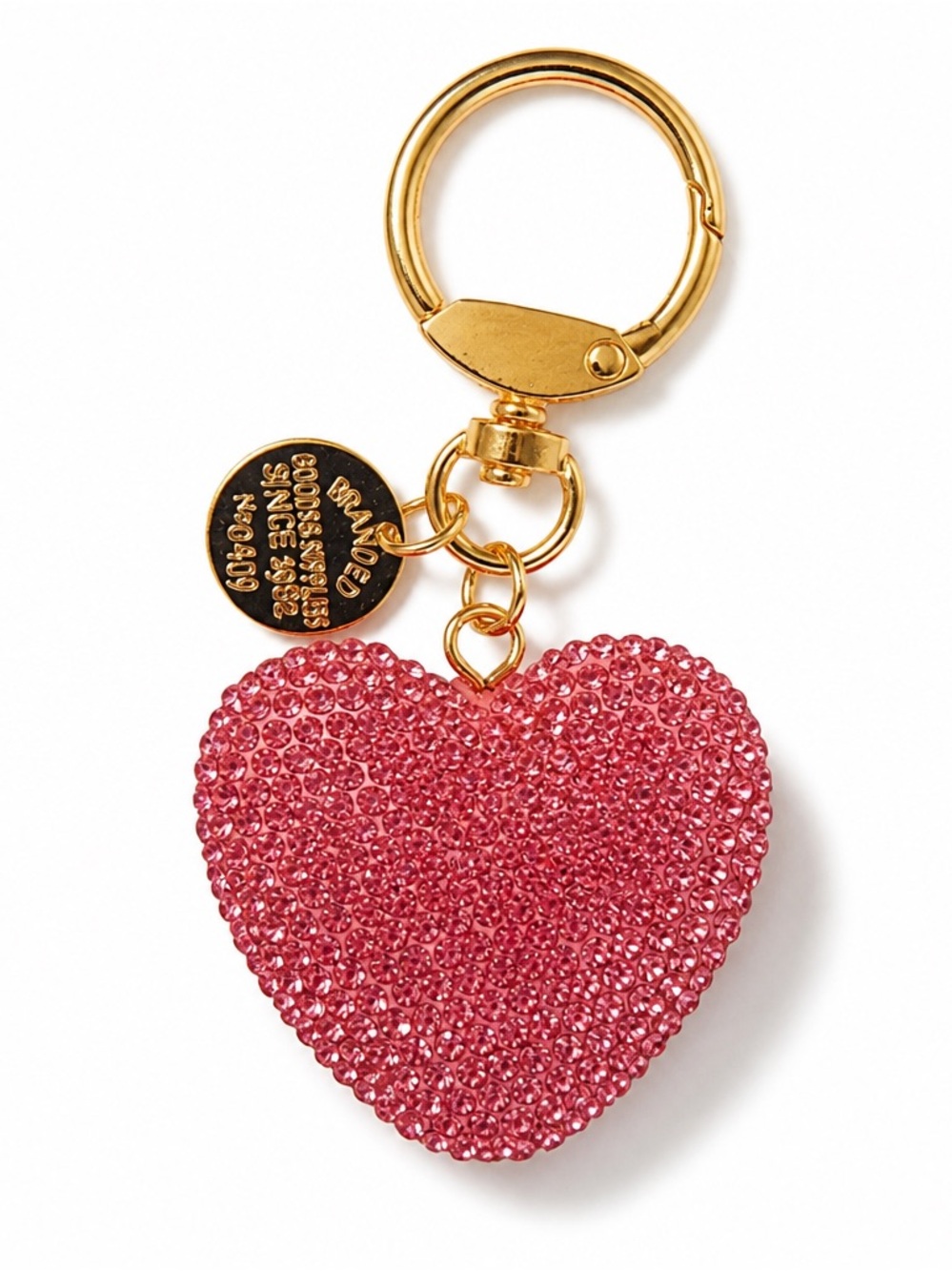 Crystal Pink Heart Keychain Bag Charm Rhinestone